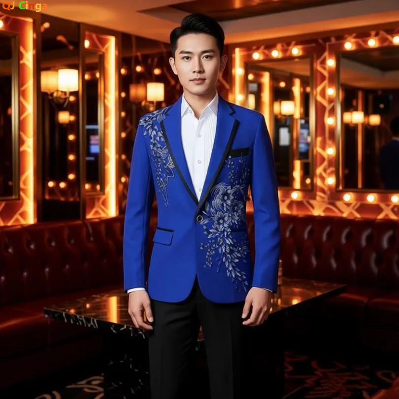Royal Blue Men's Suit Two-Piece, Host Performance Costume, Red Long Sleeve Jacket with Trousers,White Black Mens Sets
Royal Blue Men's Suit Two-Piece, Host Performance Costume, Red Long Sleeve Jacket with Trousers,White Black Mens Sets