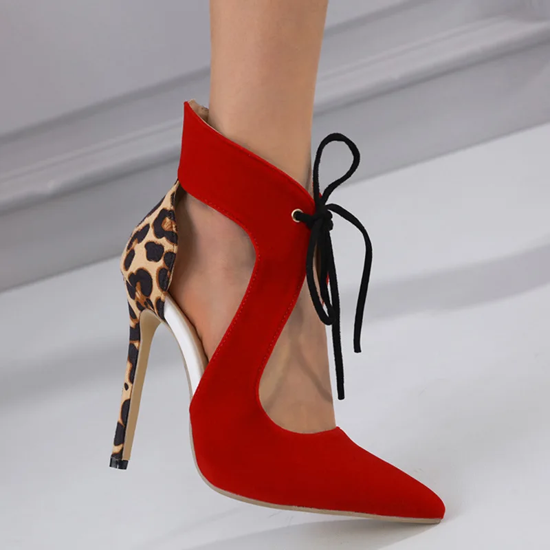 Pointed Toe Sapatos Femimino Front Lace-Up Buty Damskie Leopard Huaraches Red High Heel Hollow Sandalias De Mujer Verano Flannel
Pointed Toe Sapatos Femimino Front Lace-Up Buty Damskie Leopard Huaraches Red High Heel Hollow Sandalias De Mujer Verano Flannel