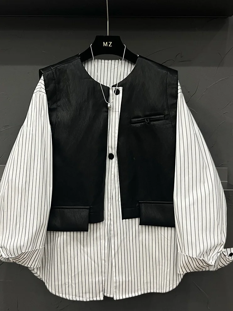 Свободный полосатый длинный свитер большого размера, 300 пу, высококачественный европейский стиль, пэчворк, имитация двухслойного топа для мужчин и женщин
Свободный полосатый длинный свитер большого размера, 300 пу, высококачественный европейский стиль, пэчворк, имитация двухслойного топа для мужчин и женщин