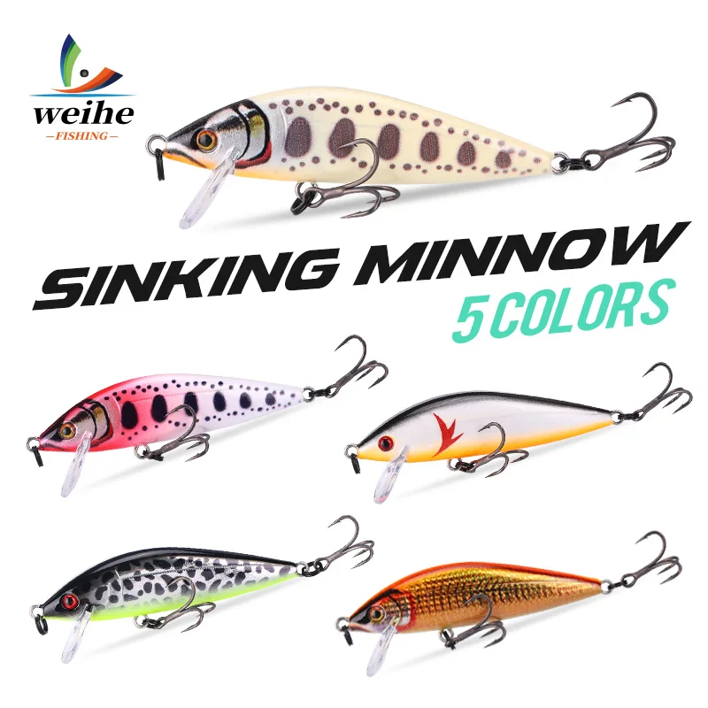 WEIHE5pcs 7.5cm/9.7g Artificial Lifelike Hard Fishing Lure Sinking Minnow Lure 3D Lure Eyes Treble Hooks Attractive Fishing Bait
WEIHE5pcs 7.5cm/9.7g Artificial Lifelike Hard Fishing Lure Sinking Minnow Lure 3D Lure Eyes Treble Hooks Attractive Fishing Bait