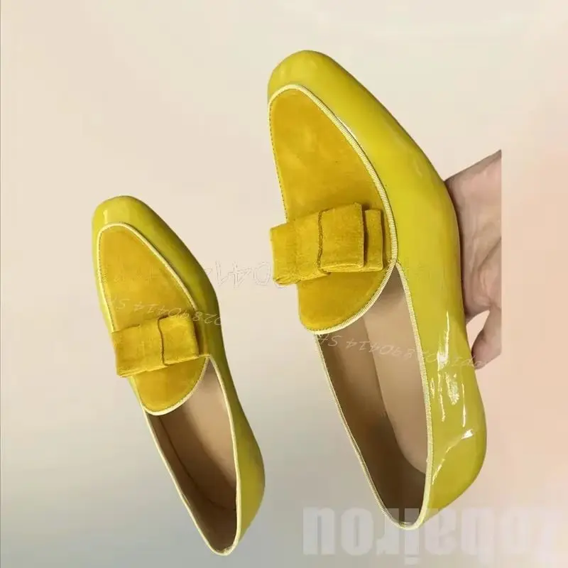 Yellow Bow Knot Patent Leather Splicing Suede Loafers Fashion Slip On Men Shoes Luxury Handmade Party Banquet Men Casual Shoes
Yellow Bow Knot Patent Leather Splicing Suede Loafers Fashion Slip On Men Shoes Luxury Handmade Party Banquet Men Casual Shoes