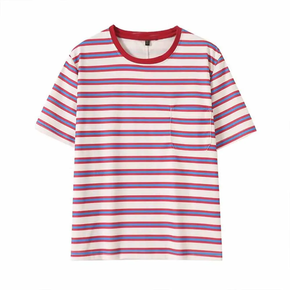 Women's new fashion casual contrasting striped T-shirt loose O-Neck T-shirt retro short sleeved women's T-shirt chic top Skazi
Women's new fashion casual contrasting striped T-shirt loose O-Neck T-shirt retro short sleeved women's T-shirt chic top Skazi