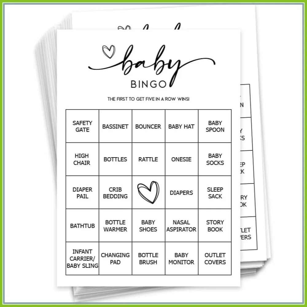 Baby Bingo Game 50 Unique Cards, Pre-Filled, Gender Neutral, Minimalist Design
Baby Bingo Game 50 Unique Cards, Pre-Filled, Gender Neutral, Minimalist Design