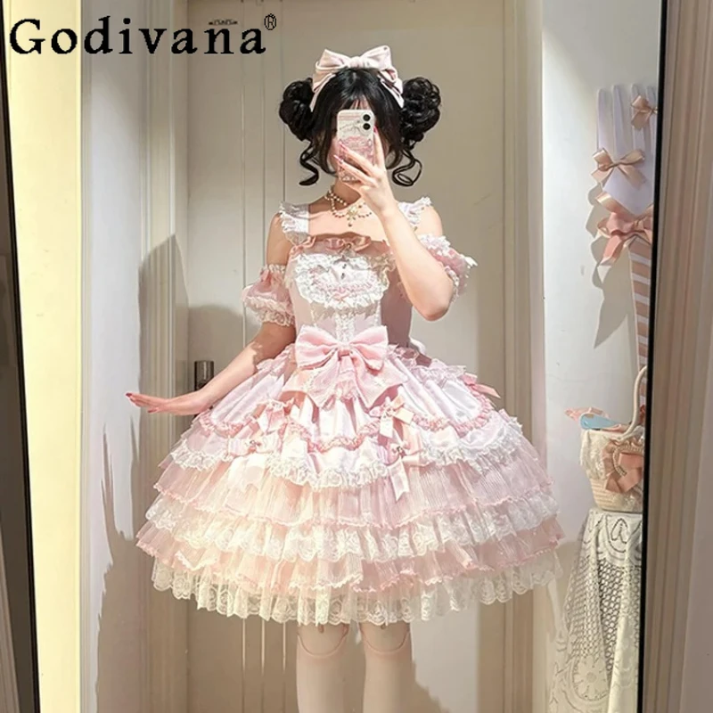 Sweet Lolita Style Pink Princess Dress Jsk Women 2025 Summer New Girls Woman Elegant Lace Birthday Dress Flower Wedding Dress
Sweet Lolita Style Pink Princess Dress Jsk Women 2025 Summer New Girls Woman Elegant Lace Birthday Dress Flower Wedding Dress