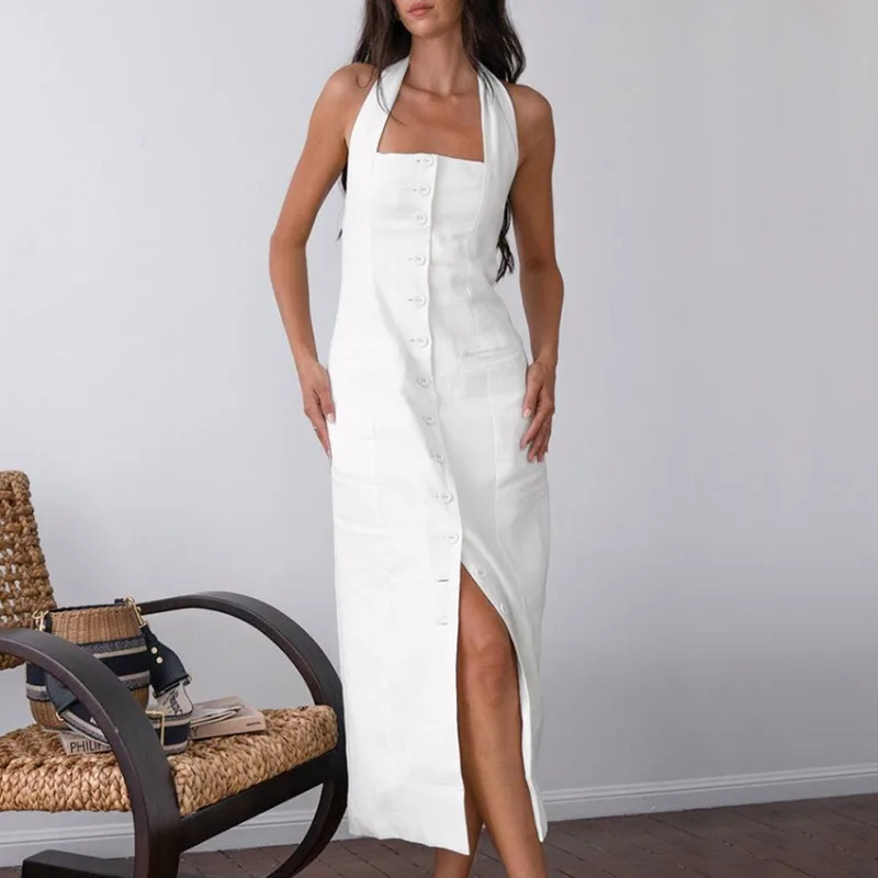 2024 Summer New Fashionable Commuter Hanging Neck Open Back Dress All Cotton High Grade Slim Fit Long Dress
2024 Summer New Fashionable Commuter Hanging Neck Open Back Dress All Cotton High Grade Slim Fit Long Dress
