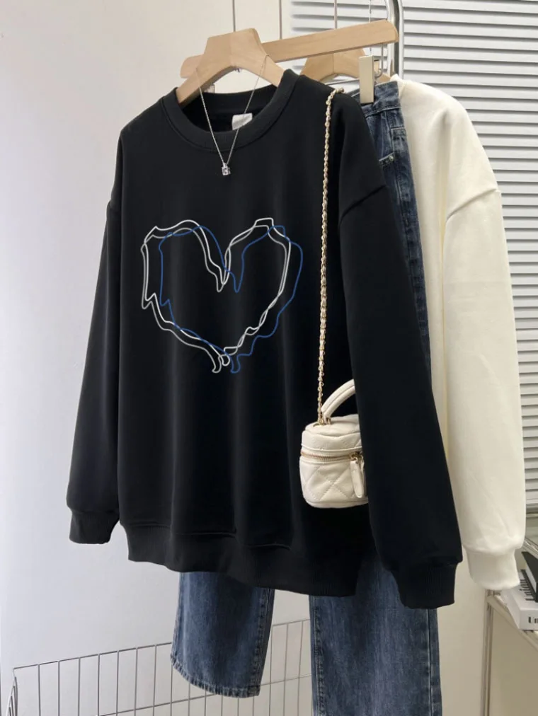 Round Neck Hoodie Women Chic Love Heart Ripple Design Cute Street Casual Loose Sports Hoodie Women's Aesthetic Pullovers Top
Round Neck Hoodie Women Chic Love Heart Ripple Design Cute Street Casual Loose Sports Hoodie Women's Aesthetic Pullovers Top