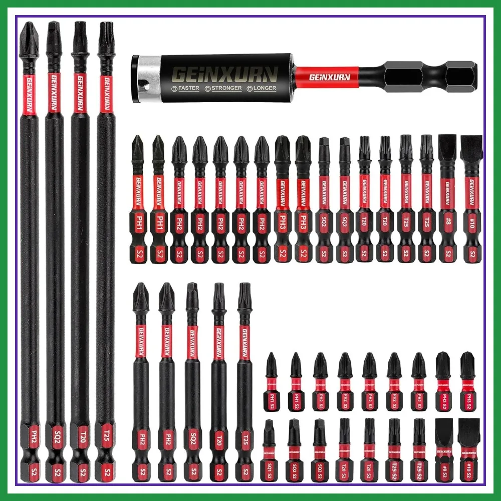 Impact Tough Mixed 45Pcs Screwdriver Bits Set, S2 Alloy Steel with Magnetic Bit Holder
Impact Tough Mixed 45Pcs Screwdriver Bits Set, S2 Alloy Steel with Magnetic Bit Holder