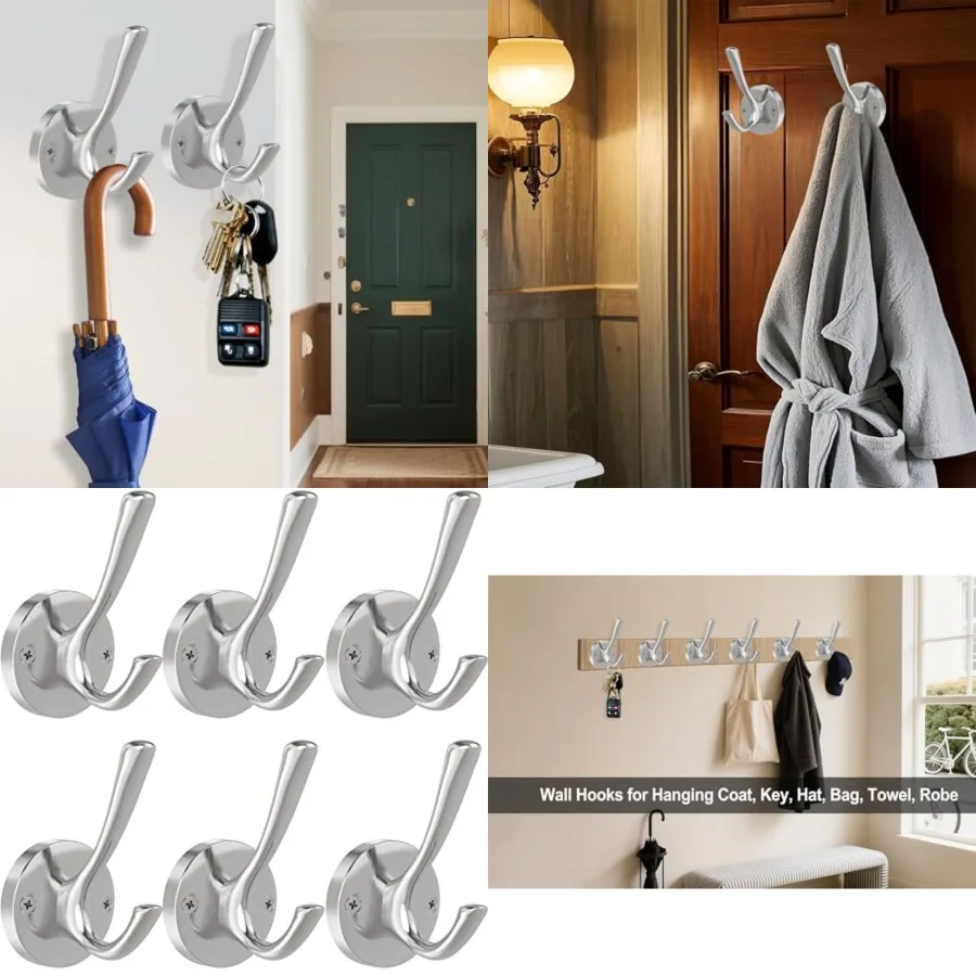 Brushed Nickel Wall Hooks, Coat Robe Hook Heavy Duty Metal Double Bath Hook Wall Mounted, Hand Towel Hooks for Cubicle Bathroom
Brushed Nickel Wall Hooks, Coat Robe Hook Heavy Duty Metal Double Bath Hook Wall Mounted, Hand Towel Hooks for Cubicle Bathroom