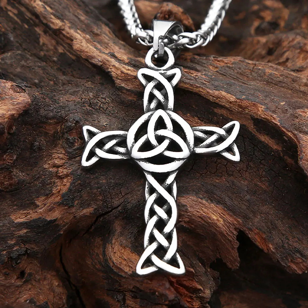 Vintage Punk Stainless Steel Cross Pendant Necklace Nordic Fashion Viking Celtics Knot Necklaces Male Amulet Jewelry Wholesale
Vintage Punk Stainless Steel Cross Pendant Necklace Nordic Fashion Viking Celtics Knot Necklaces Male Amulet Jewelry Wholesale