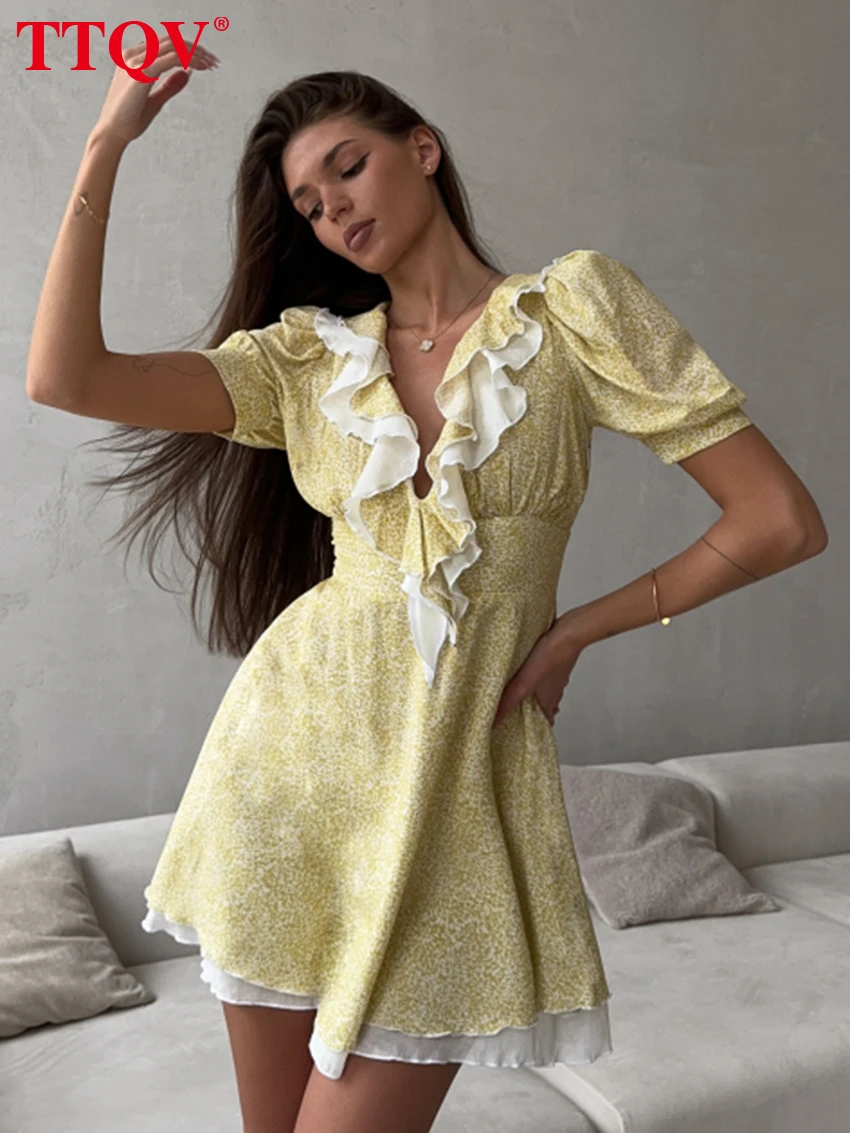 TTQV Sexy Loose Print Women's Dress 2026 Summer Lapel Short Sleeve Mini Dresses Lady Elegant Classic High Waist Female Dress
TTQV Sexy Loose Print Women's Dress 2026 Summer Lapel Short Sleeve Mini Dresses Lady Elegant Classic High Waist Female Dress