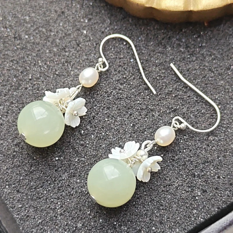 Green Jade Round Bad White Flower Earrings Silver Jewelry Vintage Luxury Women Charms Accessories Gift
Green Jade Round Bad White Flower Earrings Silver Jewelry Vintage Luxury Women Charms Accessories Gift
