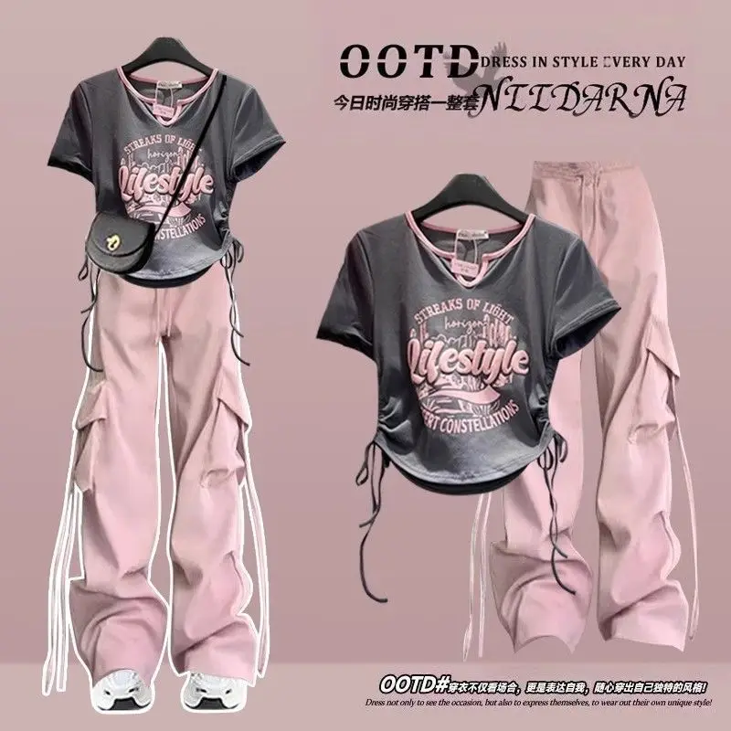 Fashion Women's Set of Spring and Summer Short Sleeved Top+high Waist Slimming Workwear Wide Leg Pants Two-piece Set
Fashion Women's Set of Spring and Summer Short Sleeved Top+high Waist Slimming Workwear Wide Leg Pants Two-piece Set