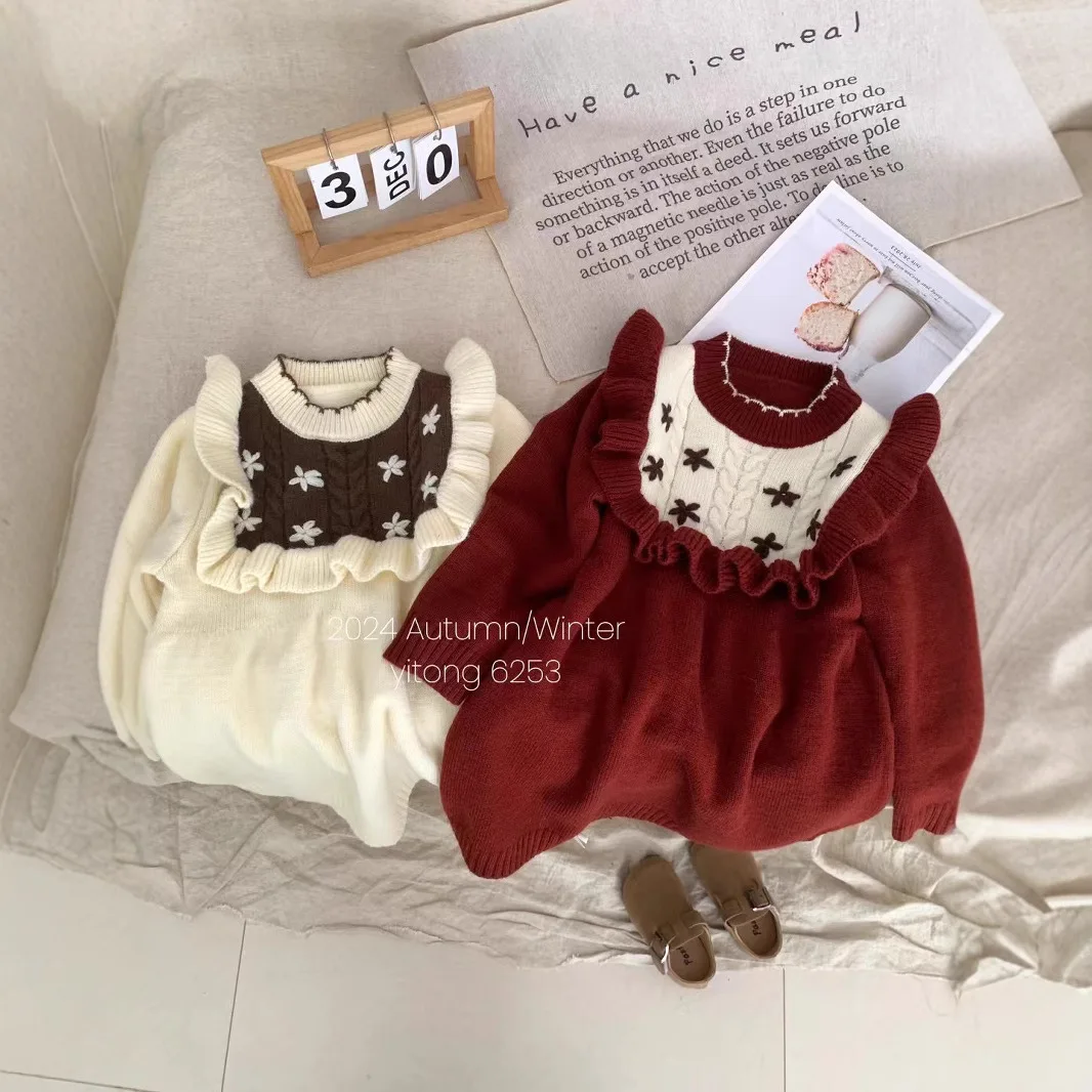 Baby Girls Dress Fashion Casual Print Knitted Sweater Dress 2024 Winter New Korean Style Childrens Dress
Baby Girls Dress Fashion Casual Print Knitted Sweater Dress 2024 Winter New Korean Style Childrens Dress