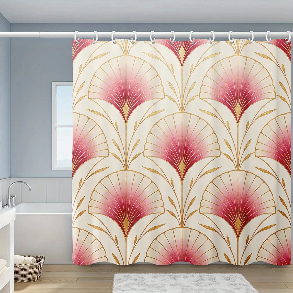 Waterproof Polyester Shower Curtain Elegant Gold Fan Floral Pattern Bathroom Decor Luxury Curtain Liner for Modern Master Bathro
Waterproof Polyester Shower Curtain Elegant Gold Fan Floral Pattern Bathroom Decor Luxury Curtain Liner for Modern Master Bathro