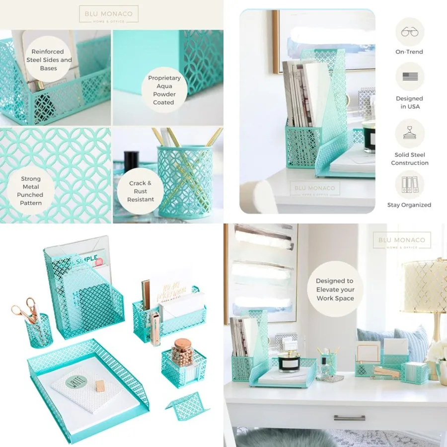 Teal 6 Pcs Cute Desk Organizer Set - Desk Organizers and Accessories for Women - Cute Office Desk Accessories - Desktop Organiz
Teal 6 Pcs Cute Desk Organizer Set - Desk Organizers and Accessories for Women - Cute Office Desk Accessories - Desktop Organiz