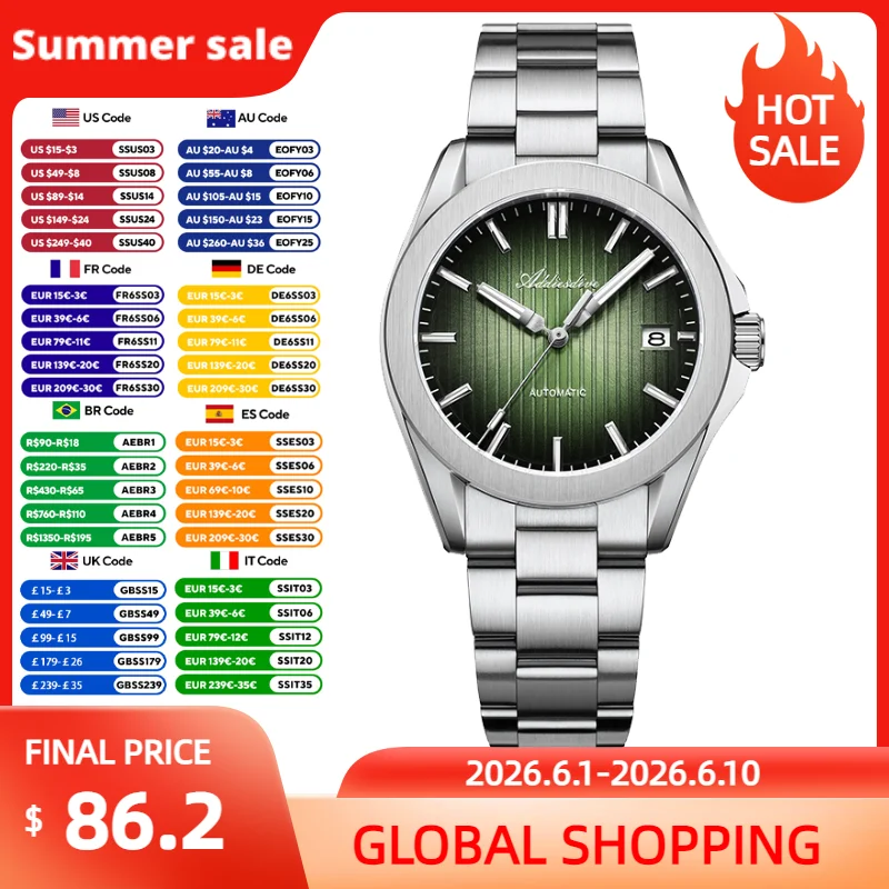 ADDIESDIVE Men's Mechanical Watch 8215 Automatic Luminous Sapphire Leisure Watch 200m Waterproof Gradient Personalized Watches
ADDIESDIVE Men's Mechanical Watch 8215 Automatic Luminous Sapphire Leisure Watch 200m Waterproof Gradient Personalized Watches