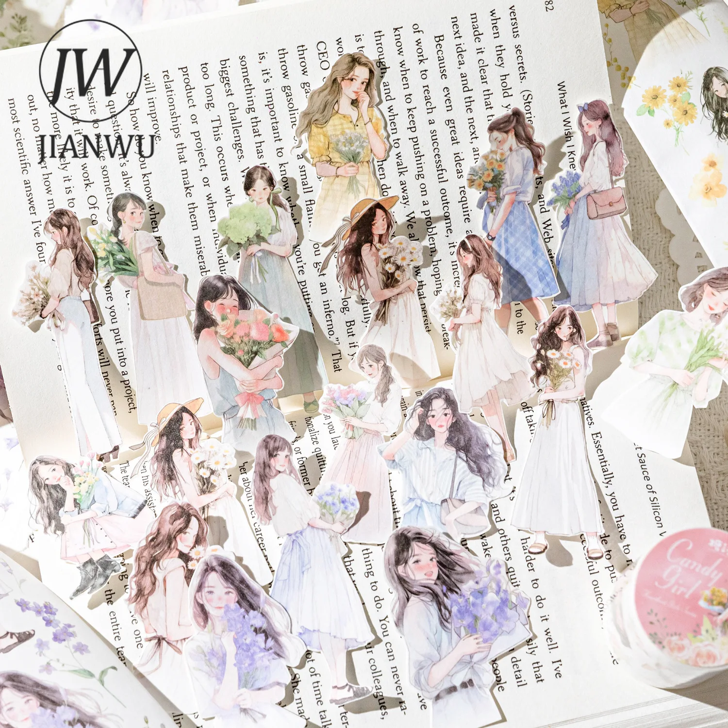 JIANWU 50mm*200cm Heart Girl Series Literary Flower Character Landscaping Washi Tape Creative DIY Journal Collage Stationery
JIANWU 50mm*200cm Heart Girl Series Literary Flower Character Landscaping Washi Tape Creative DIY Journal Collage Stationery