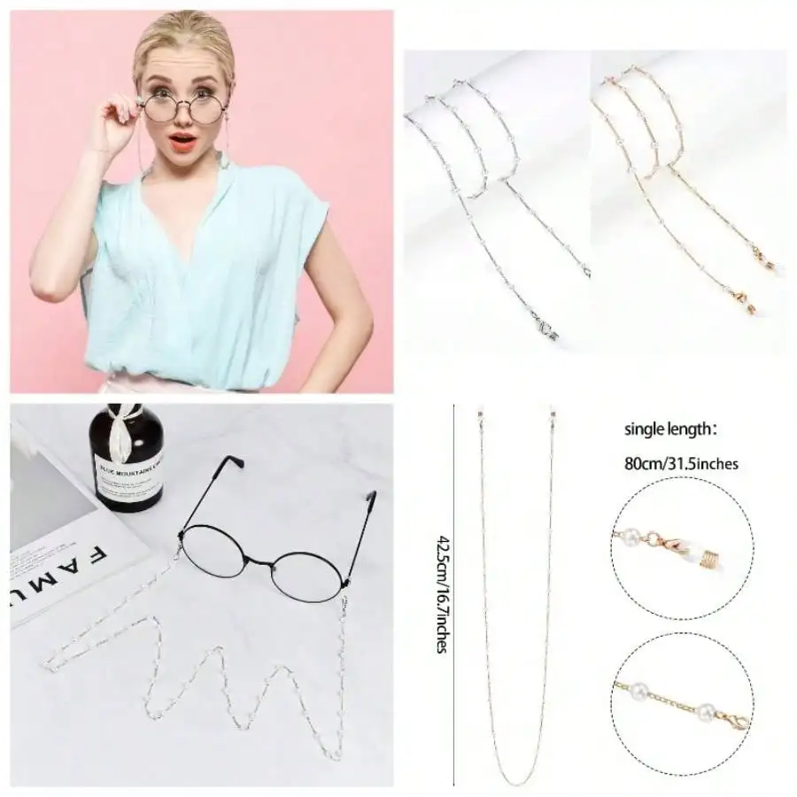 2 Pcs Pearl Eyeglass Chains Women Beaded Glasses Straps Lanyard Eyewear Chain Holder Reading Eyeglasses
2 Pcs Pearl Eyeglass Chains Women Beaded Glasses Straps Lanyard Eyewear Chain Holder Reading Eyeglasses