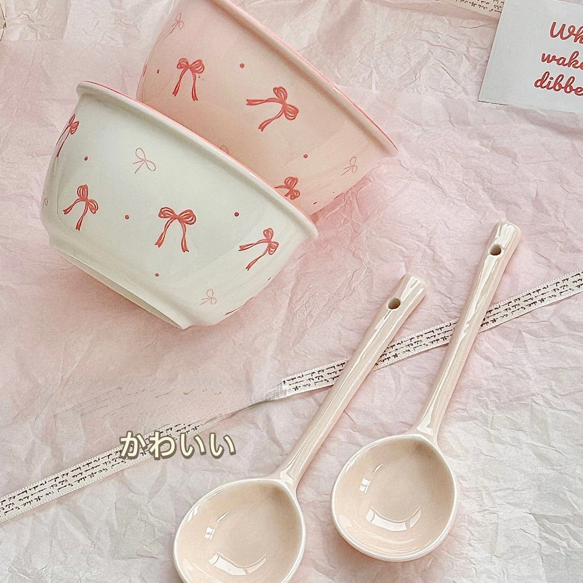 4pcs Bow Girl Heart Ceramic Bowl and Spoon, Underglaze Colored High Aesthetic Tableware Rice Bowl, Dessert Bowl
4pcs Bow Girl Heart Ceramic Bowl and Spoon, Underglaze Colored High Aesthetic Tableware Rice Bowl, Dessert Bowl
