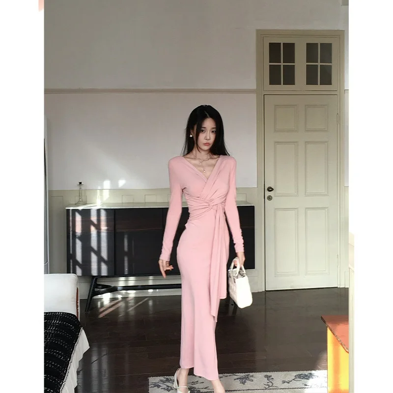 Ele V-ne Knot Long Sve Wrap Waist Dr Original Design Inner Wear Dr for Women Polyester Fiber Autumn Season
Ele V-ne Knot Long Sve Wrap Waist Dr Original Design Inner Wear Dr for Women Polyester Fiber Autumn Season