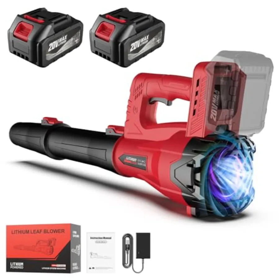 Leaf Blower Cordless with 2 x 4.0Ah Battery and Charger 160MPH/580CFM High Power Lightweight Handheld Electric Leaf Blower with
Leaf Blower Cordless with 2 x 4.0Ah Battery and Charger 160MPH/580CFM High Power Lightweight Handheld Electric Leaf Blower with