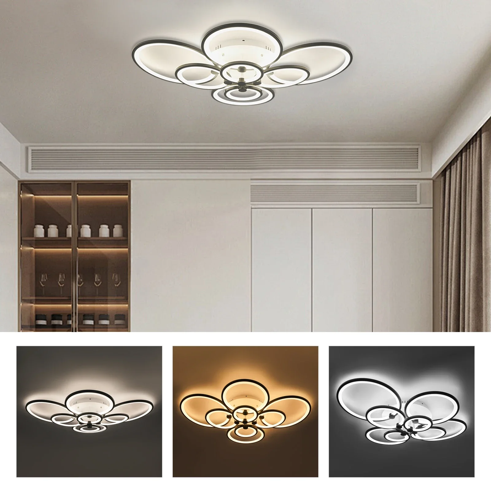 8 Light Modern LED Ceiling Light Fixture with Remote Control, Clear Acrylic Shade, Semi Flush Mount Chandelier for Dining Room
8 Light Modern LED Ceiling Light Fixture with Remote Control, Clear Acrylic Shade, Semi Flush Mount Chandelier for Dining Room