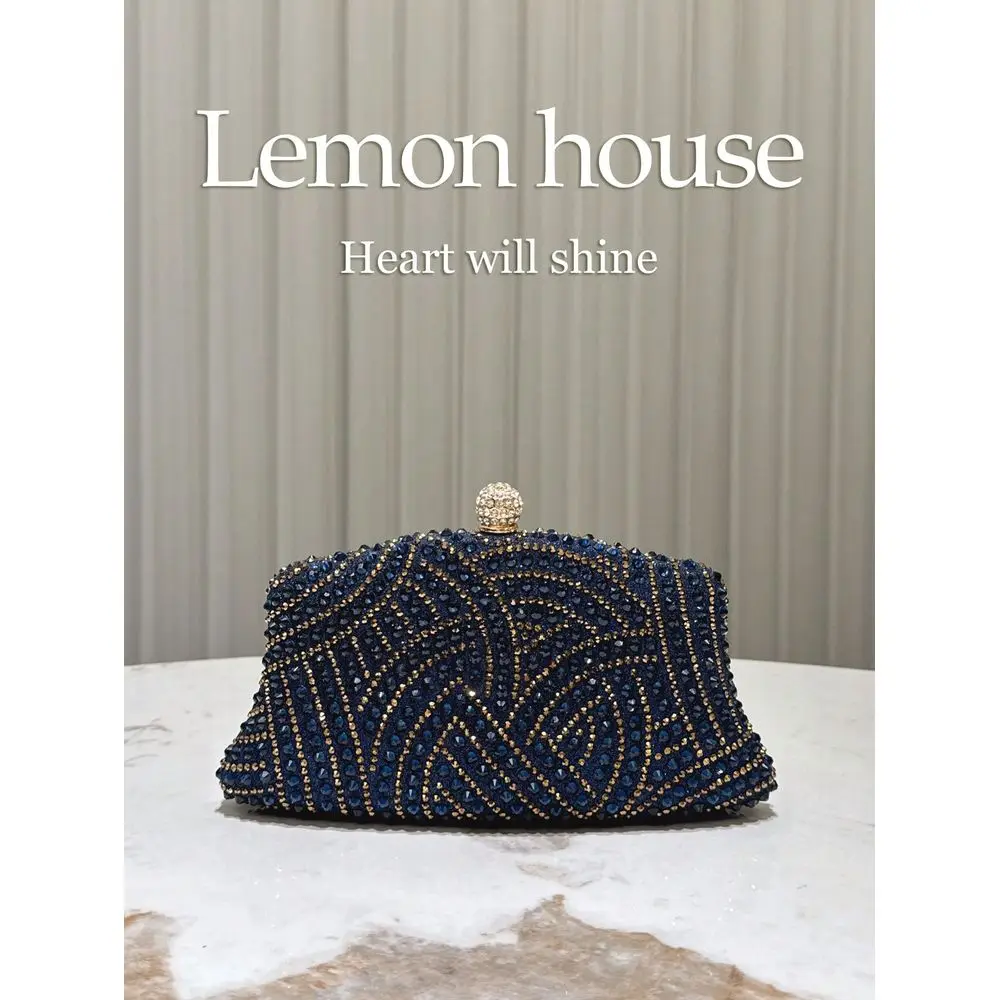 Elegant Navy Blue Shiny Rhinestone Decor Clutch Handbag With Metallic Shoulder Chain, Fashion Party Evening Bag Suitable For Fo
Elegant Navy Blue Shiny Rhinestone Decor Clutch Handbag With Metallic Shoulder Chain, Fashion Party Evening Bag Suitable For Fo