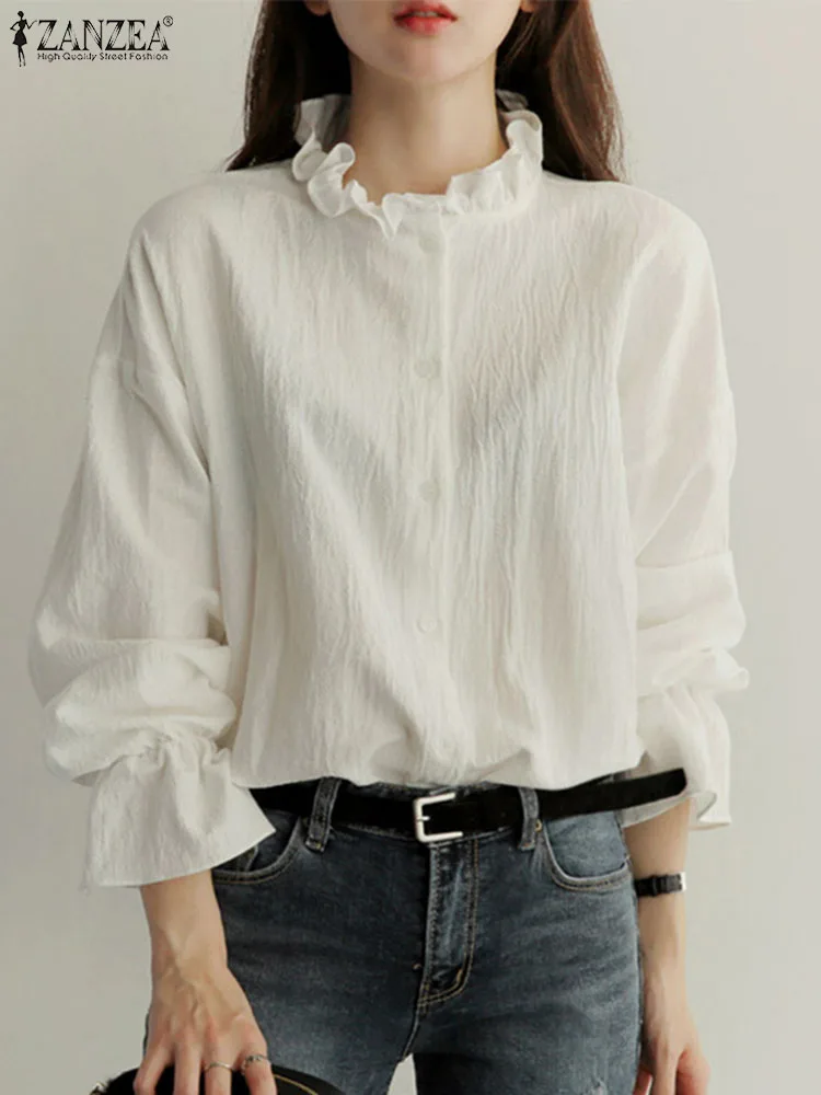 Autumn Long Sleeve Ruffles Blouse ZANZEA Elegant Women Shirt Stylish Holiday Work Tops Tunic Fashion Casual Buttons Down Blusas
Autumn Long Sleeve Ruffles Blouse ZANZEA Elegant Women Shirt Stylish Holiday Work Tops Tunic Fashion Casual Buttons Down Blusas