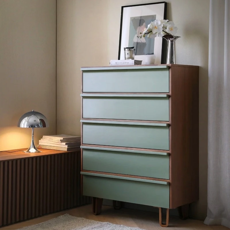 Black walnut chest of drawers / color-blocked drawer tall legs, matcha green
Black walnut chest of drawers / color-blocked drawer tall legs, matcha green