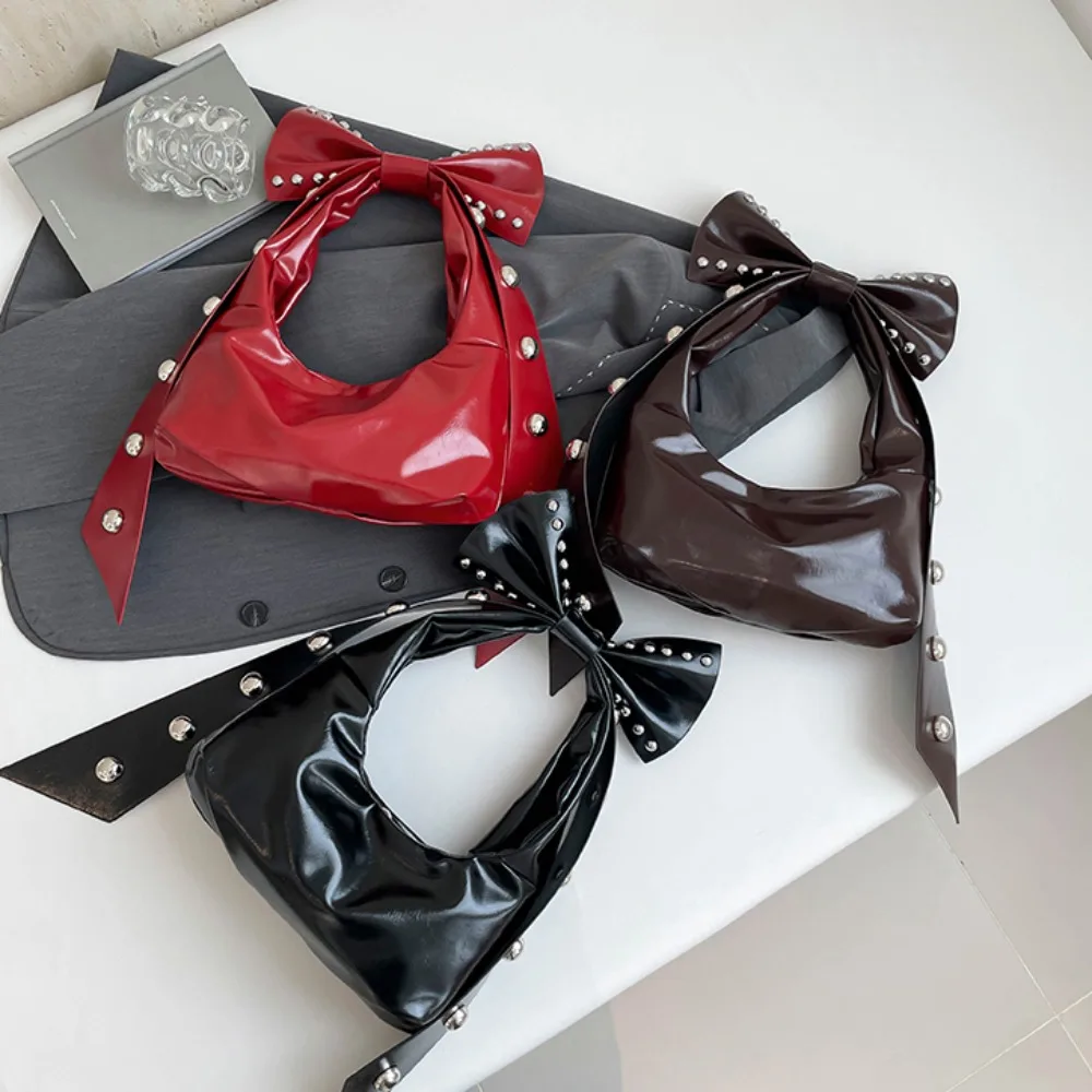 Casual Aesthetic Exaggerated Bow Bag Sweet Chic Rivet Shoulder Bag Magnetic Buckle Handbag PU Leather Bag Girls
Casual Aesthetic Exaggerated Bow Bag Sweet Chic Rivet Shoulder Bag Magnetic Buckle Handbag PU Leather Bag Girls