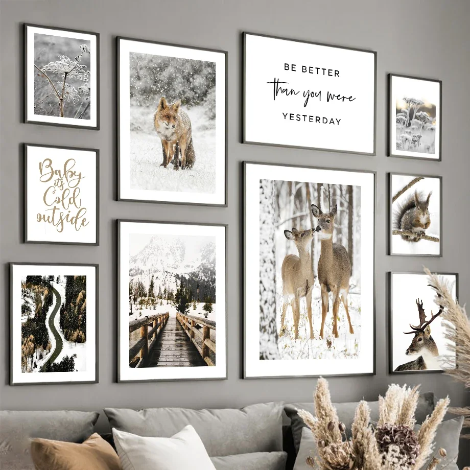 Winter Landscape Forest Elk Squirrel Fox Wall Art Canvas Painting Nordic Posters And Prints Wall Pictures For Living Room Decor
Winter Landscape Forest Elk Squirrel Fox Wall Art Canvas Painting Nordic Posters And Prints Wall Pictures For Living Room Decor