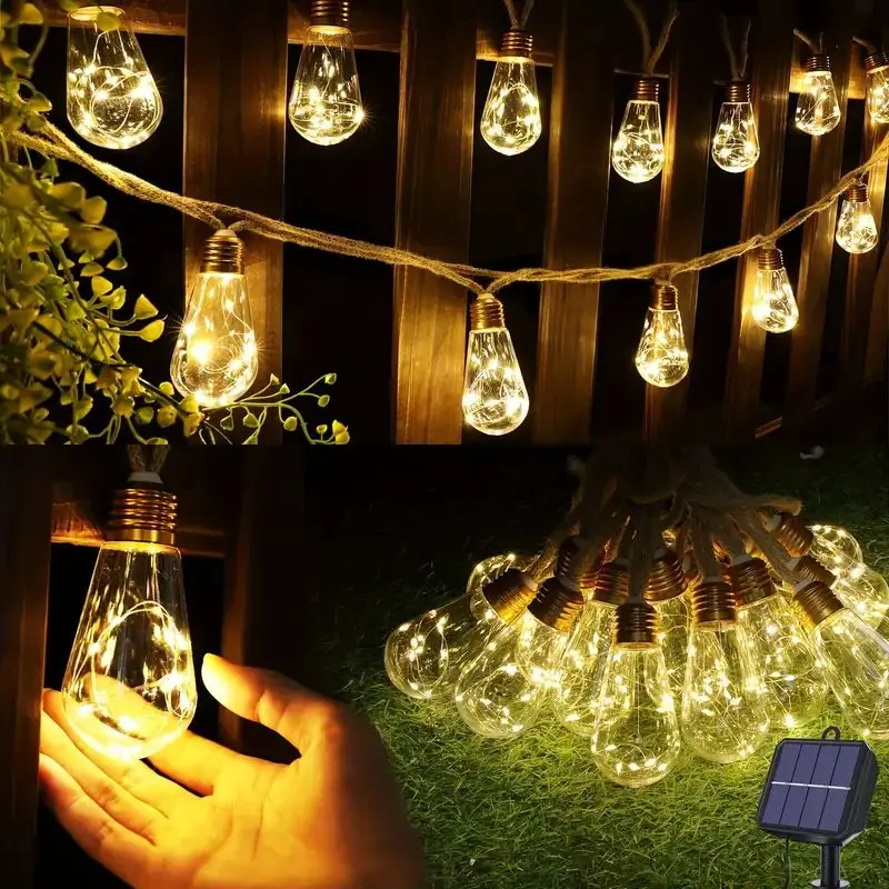 IP65 Waterproof Solar Outdoor String Lights, Vintage Rope Hemp Solar Patio Lights With 8 Modes 16 Shatterproof Bulbs, Warm White
IP65 Waterproof Solar Outdoor String Lights, Vintage Rope Hemp Solar Patio Lights With 8 Modes 16 Shatterproof Bulbs, Warm White