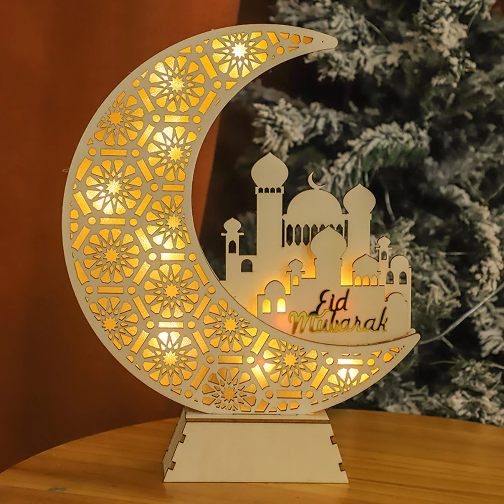 Eid Ramadan Night Light, Handmade 3D Wooden Moon Shape LED Light Decoration, Islamic Table Decor, Eid Crafts Night Light for Bed
Eid Ramadan Night Light, Handmade 3D Wooden Moon Shape LED Light Decoration, Islamic Table Decor, Eid Crafts Night Light for Bed