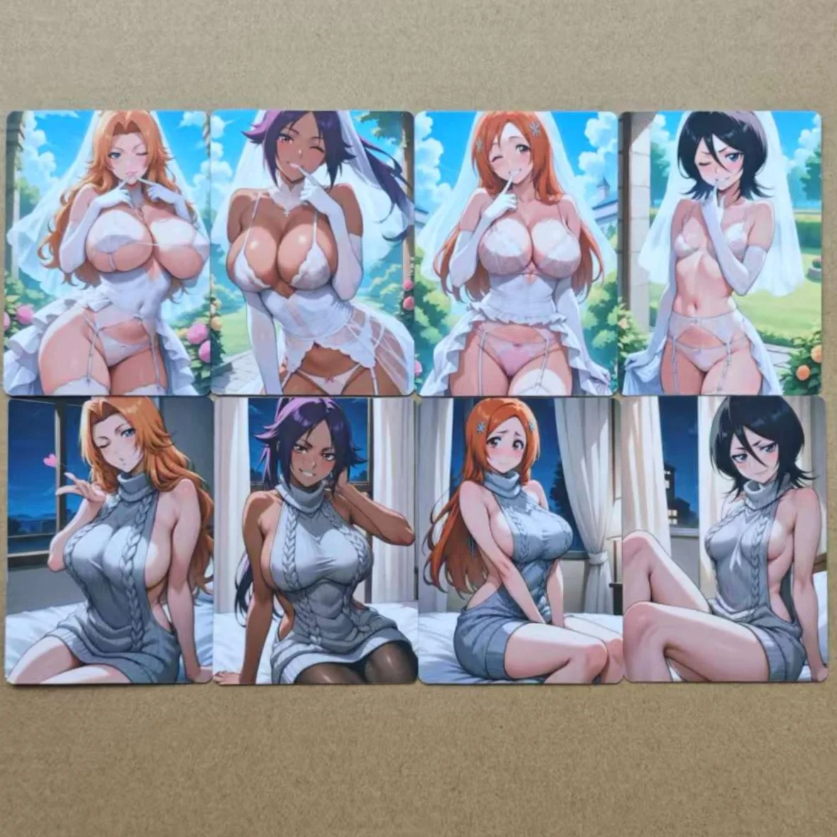 8Pcs/set Sexy Card Wedding Dress Kuchiki Rukia Shihouin Yoruichi Inoue Orihime Matsumoto Rangiku DIY Animation Collection Card
8Pcs/set Sexy Card Wedding Dress Kuchiki Rukia Shihouin Yoruichi Inoue Orihime Matsumoto Rangiku DIY Animation Collection Card