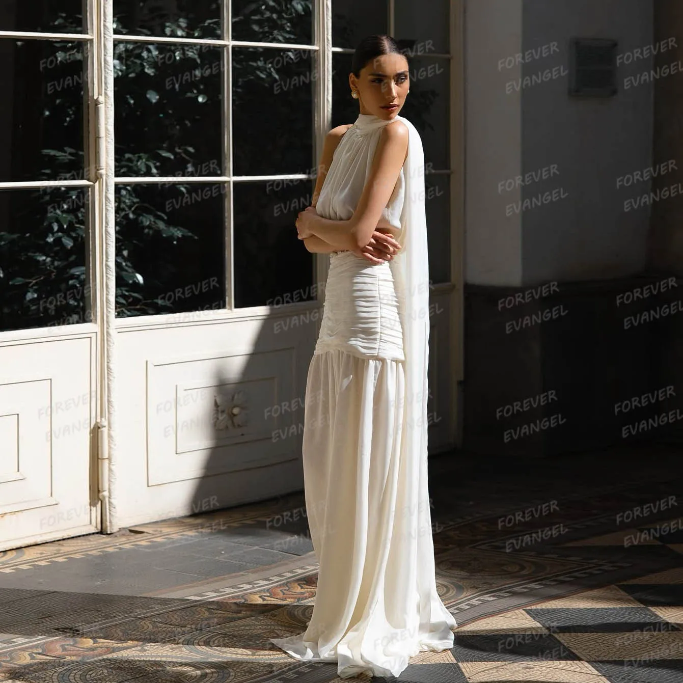 Simple Mermaid Wedding Dresses Woman's Halter Bride Gowns Sleeveless Shawl Elegant Backless Pleat Vestidos De Novia Customized
Simple Mermaid Wedding Dresses Woman's Halter Bride Gowns Sleeveless Shawl Elegant Backless Pleat Vestidos De Novia Customized