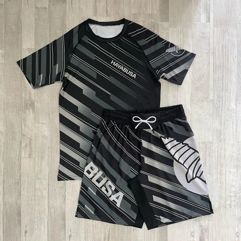 26New Professional Men's Combat Suit: Black White Green & Black Color Block Quick-Drying T-Shirt & Shorts Durable Training Suit
26New Professional Men's Combat Suit: Black White Green & Black Color Block Quick-Drying T-Shirt & Shorts Durable Training Suit