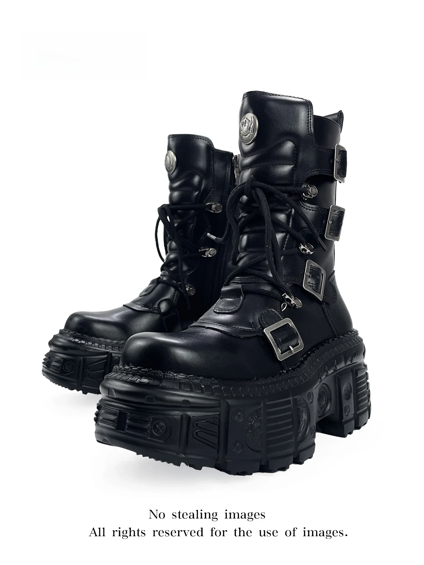 Mib'Vias Punk Style Motorcycle Boots Women's Thick Bottom Boots Metal Buckle Trendy Streetwear round Toe Rubber Sole
Mib'Vias Punk Style Motorcycle Boots Women's Thick Bottom Boots Metal Buckle Trendy Streetwear round Toe Rubber Sole
