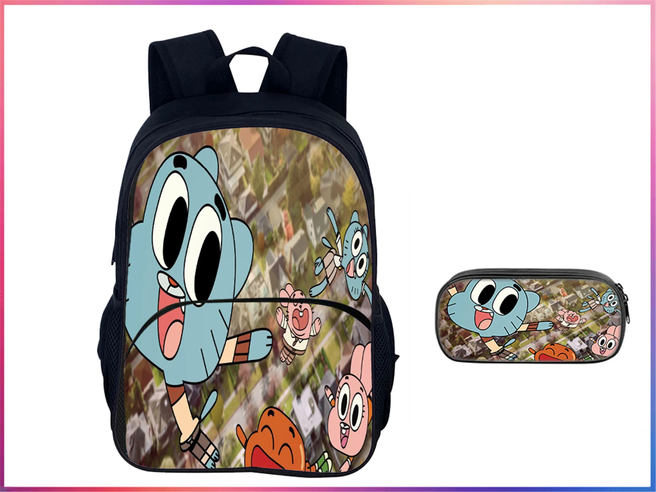 Fashion The Amazing World of Gumball Student Multifunction Backpack and Pencil Case 2Pcs Set Rucksack for Boy Girl
Fashion The Amazing World of Gumball Student Multifunction Backpack and Pencil Case 2Pcs Set Rucksack for Boy Girl