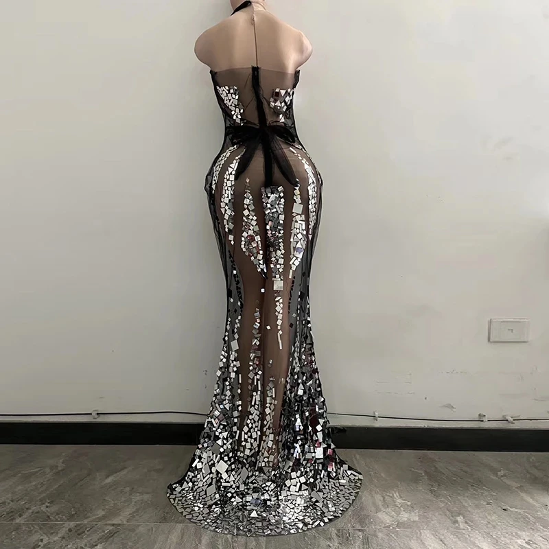 Вечернее прозрачное Сетчатое платье с зеркальной поверхностью, женские сексуальные длинные платья для банкета, выпускного, певицы
Вечернее прозрачное Сетчатое платье с зеркальной поверхностью, женские сексуальные длинные платья для банкета, выпускного, певицы