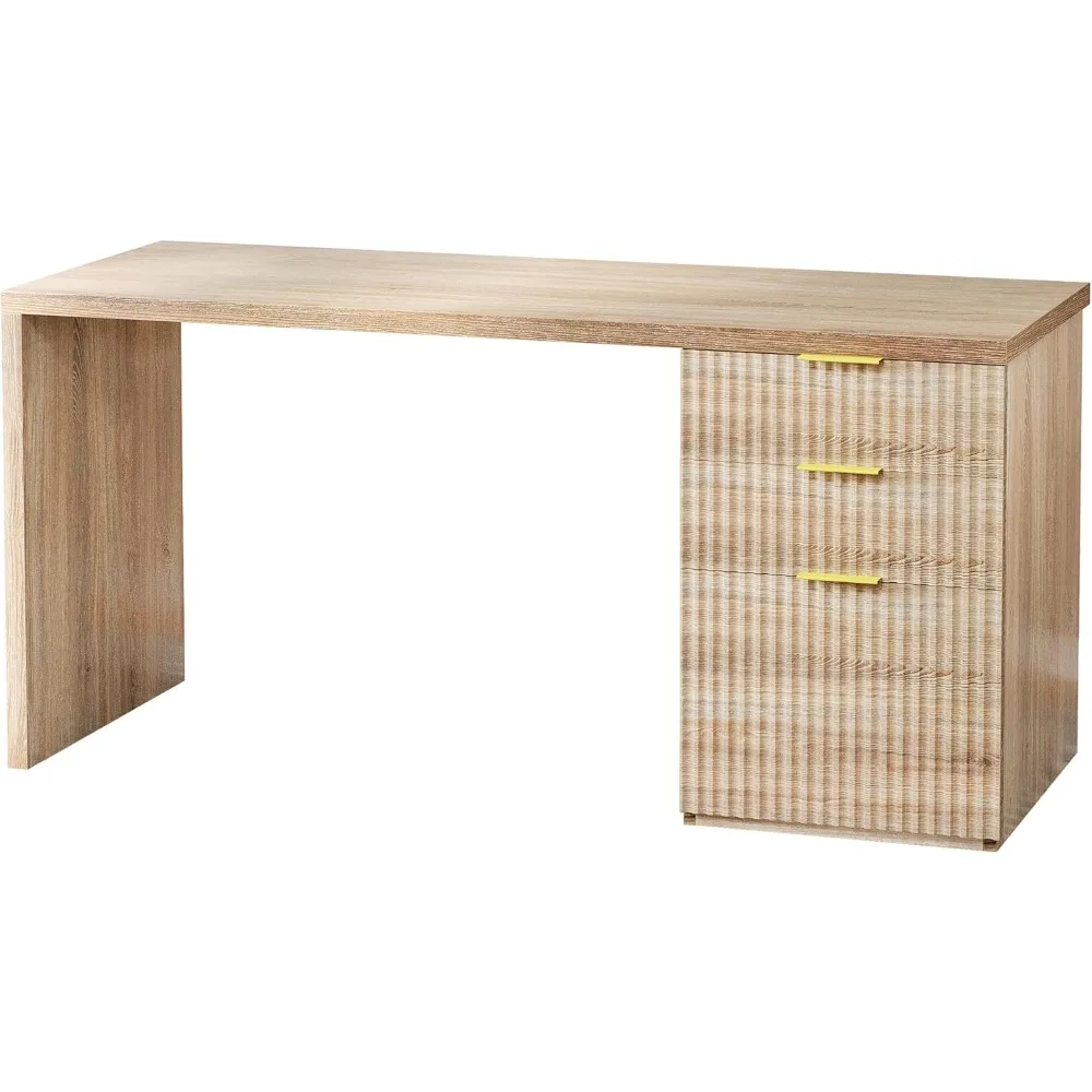 55" One-Whole Piece Modern Executive Desk with Drawers, Home Office Desk with File Cabinet for Letter&A4 Size, Computer W
55" One-Whole Piece Modern Executive Desk with Drawers, Home Office Desk with File Cabinet for Letter&A4 Size, Computer W