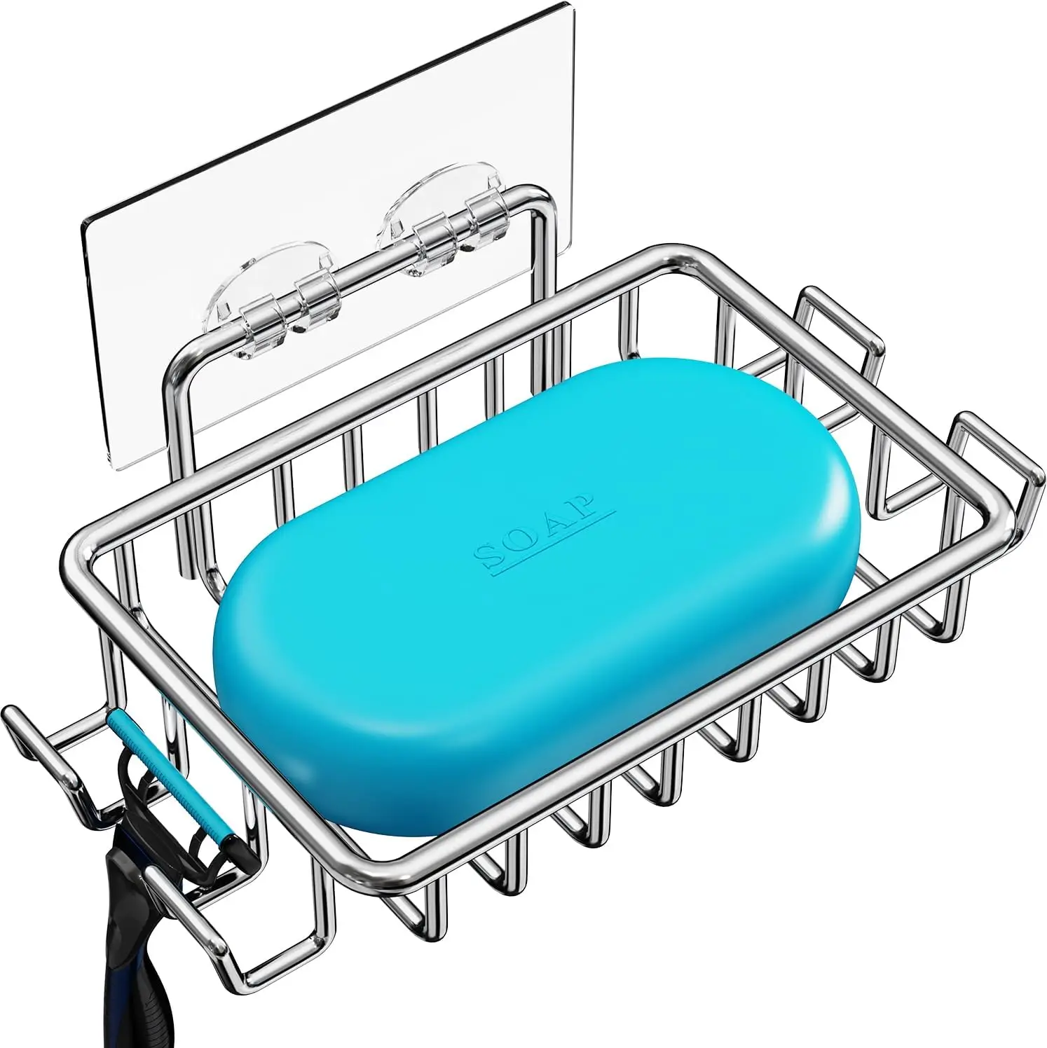 Stainless Steel Adhesive Soap Dish with 4 Hooks for Shower Wall, Rustproof, No Drilling Needed
Stainless Steel Adhesive Soap Dish with 4 Hooks for Shower Wall, Rustproof, No Drilling Needed