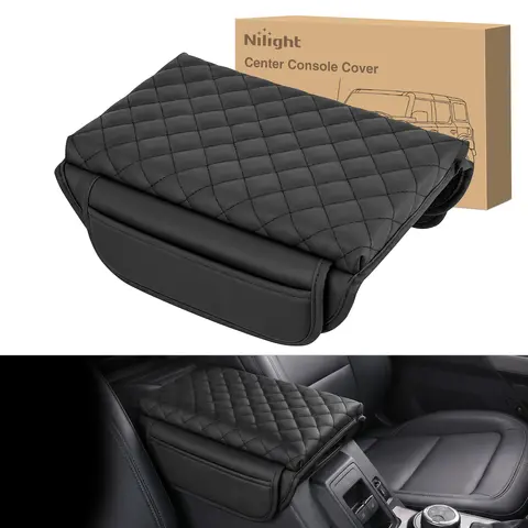 Nilight Custom Fit Center Console Cover for Ford Bronco 2021-2024 2 Door & 4 Door, Ford F150/F250/F350/F450/F550 2015-2024, Ford F150 Work Surface Center Console 2021-2025, Leather Armrest Pad, Console Protector, Interior Accessories