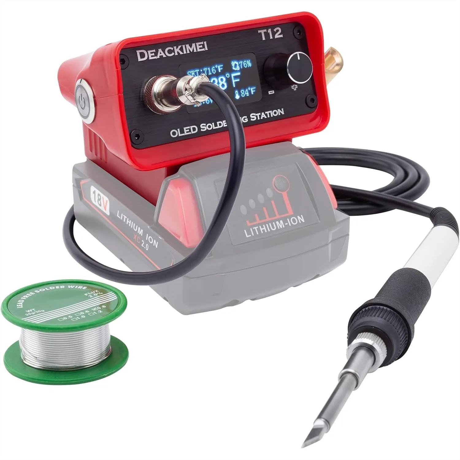 Cordless Soldering Iron Station for 18V Battery, Temperature Adjustable, Auto Sleep & Low Voltage Protection, OLED Display
Cordless Soldering Iron Station for 18V Battery, Temperature Adjustable, Auto Sleep & Low Voltage Protection, OLED Display