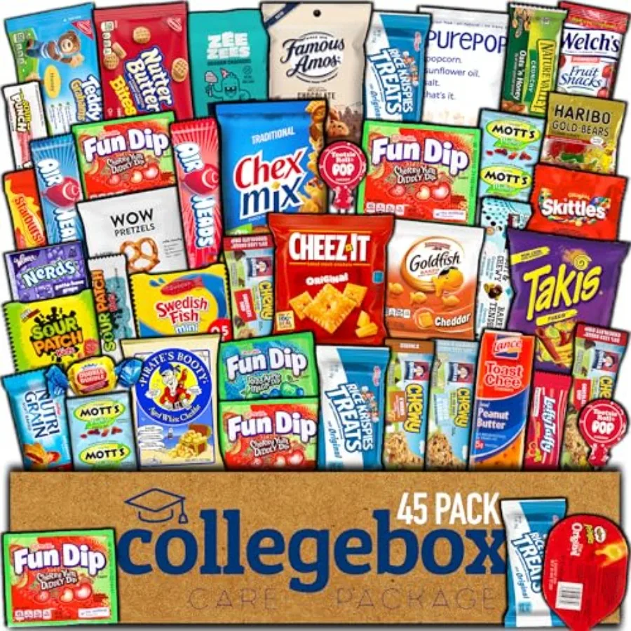 COLLEGEBOX Snack Box 45 Count Easter Variety Pack Care Package Gift Basket Adult Kid Guy Girl Women Men Birthday College Studen
COLLEGEBOX Snack Box 45 Count Easter Variety Pack Care Package Gift Basket Adult Kid Guy Girl Women Men Birthday College Studen