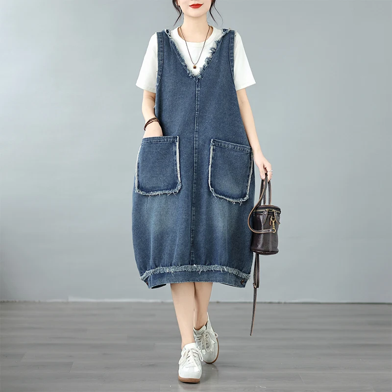 New Casual Fashion Washed Denim Hooded Overalls Women's Blue Double Pocket Knee-length Dress Good Quality Cotton 100%
New Casual Fashion Washed Denim Hooded Overalls Women's Blue Double Pocket Knee-length Dress Good Quality Cotton 100%