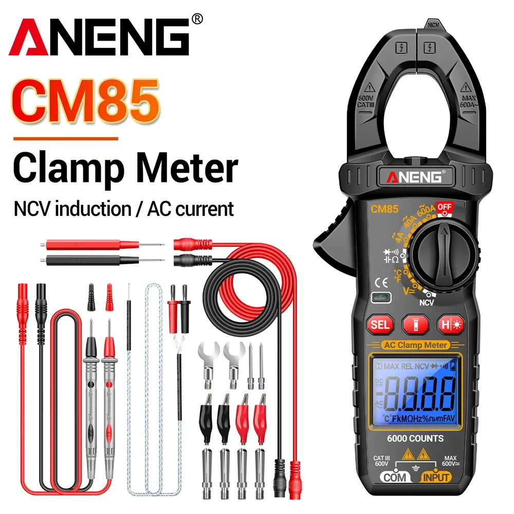 Clamp Meter Multimeter 600A Current High Precision ANENG CM85 6000 Count Non-contact AC voltage Measurement NCV Electrician Test
Clamp Meter Multimeter 600A Current High Precision ANENG CM85 6000 Count Non-contact AC voltage Measurement NCV Electrician Test