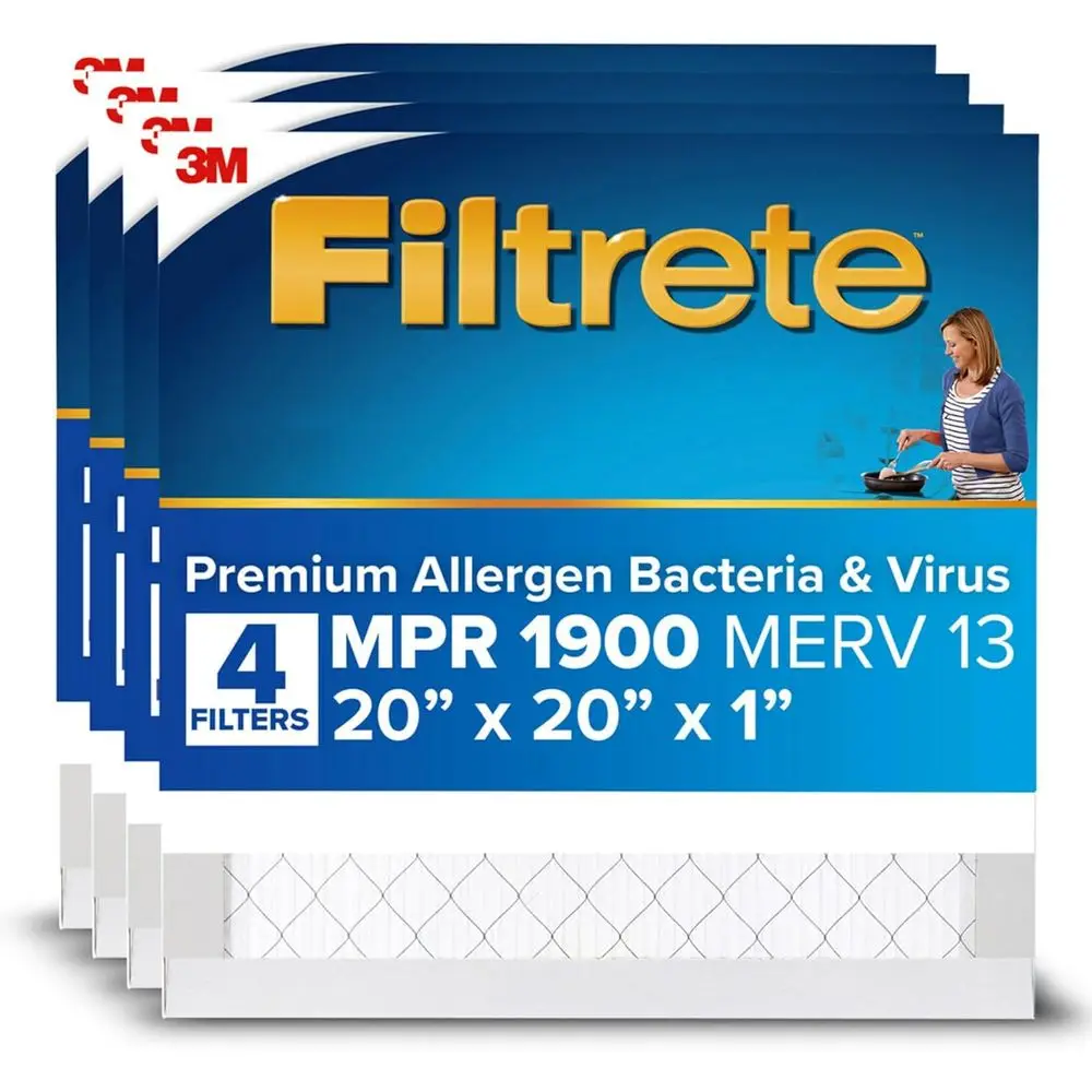 20x20x1 High-Efficiency Air Filter, MERV 13, Captures Allergens, Bacteria, Viruses, and Pollutants, 3-Month HVAC Filters, 4-Pack
20x20x1 High-Efficiency Air Filter, MERV 13, Captures Allergens, Bacteria, Viruses, and Pollutants, 3-Month HVAC Filters, 4-Pack