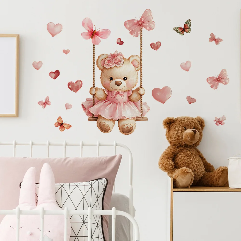 Cartoon Bear Swing Butterfly Wall Stickers Child Room Background Decoration Mural Kids Bedroom Home Decor Self-adhesive Decals
Cartoon Bear Swing Butterfly Wall Stickers Child Room Background Decoration Mural Kids Bedroom Home Decor Self-adhesive Decals