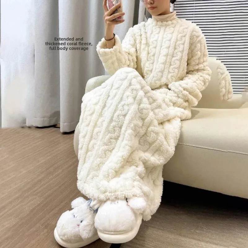 1pcs Women's Nightgown Solid Color Jacquard Long Nightgown with Pockets Women's Winter Pajamas Suitable for Winter Wear
1pcs Women's Nightgown Solid Color Jacquard Long Nightgown with Pockets Women's Winter Pajamas Suitable for Winter Wear