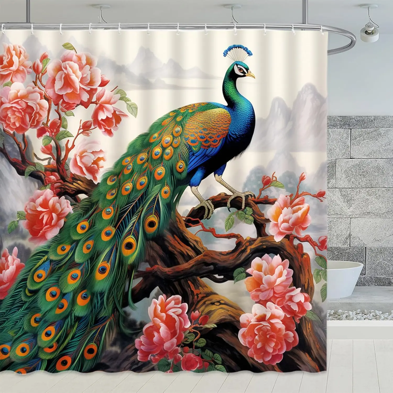 Peacock Shower Curtains Animal Patten Beautiful Birds Watercolor Flower Plant Chinese Style Landscape Bathroom Decor Polyester
Peacock Shower Curtains Animal Patten Beautiful Birds Watercolor Flower Plant Chinese Style Landscape Bathroom Decor Polyester